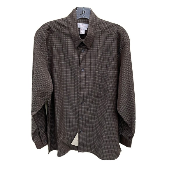 Ermenegildo Zegna Brown Striped Button Up Cotton/Wool Dress Shirt Made in Italy - Picture 1 of 9